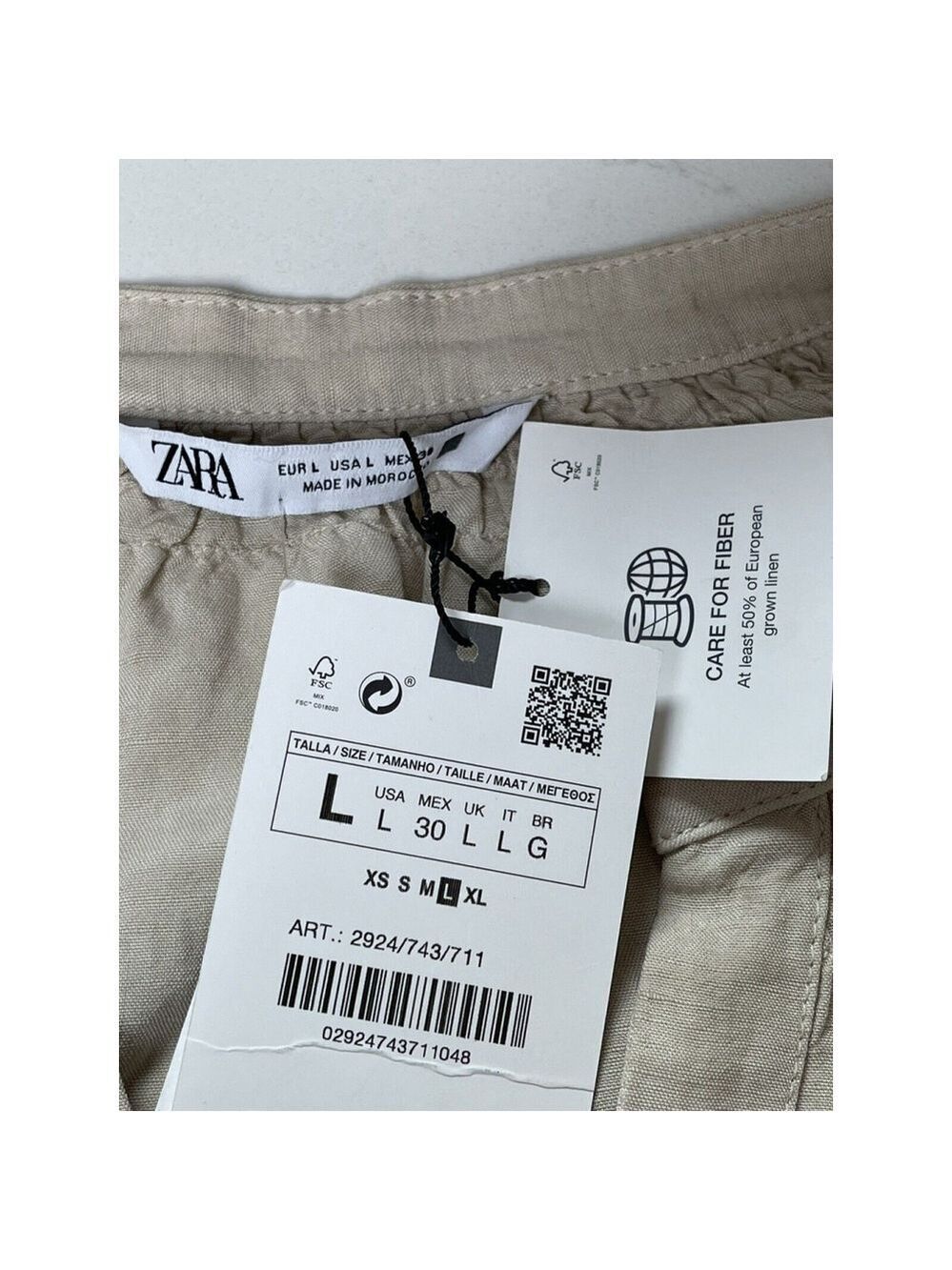 Zara women linen blend shirt tunic button down Beige Natural M and L - Picture 11 of 12